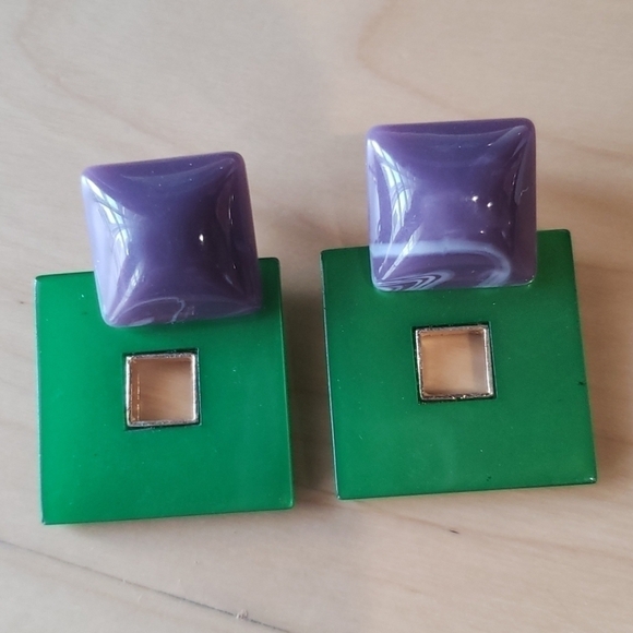 unbranded Jewelry - 𝅺2 for $15 Acrylic Geometric Square Hollow Earrings